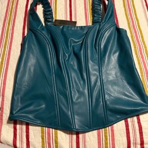 BOLD elements Teal Faux Leather Tank Top